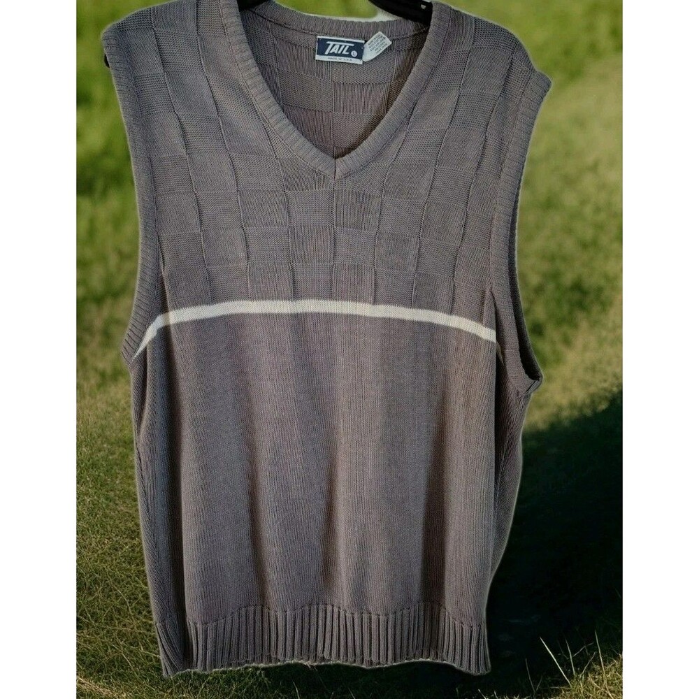 Vintage Tail Men's Golf Vest Sweater Gray V Neck Size L USA